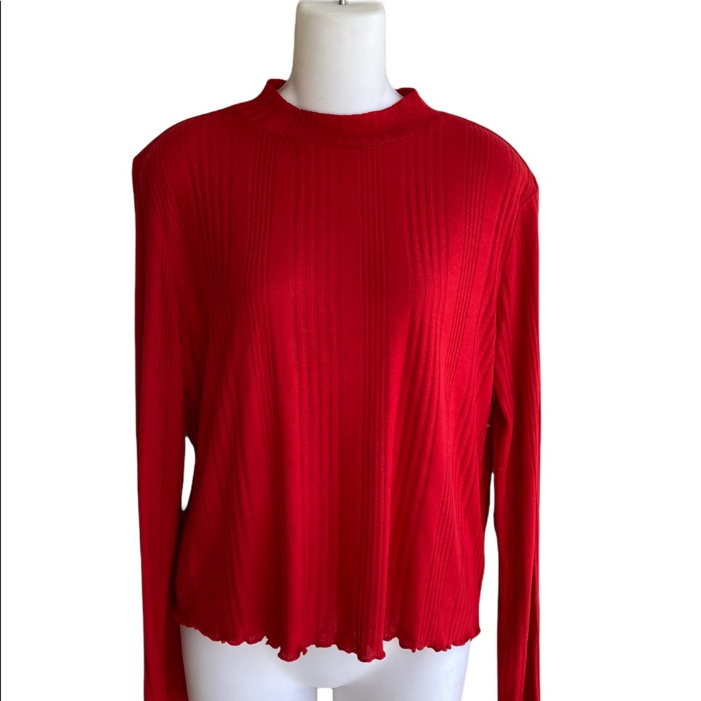 Candie's Red Mock Neck Ribbed Sweater Lightweight Soft Junior Large NWT
